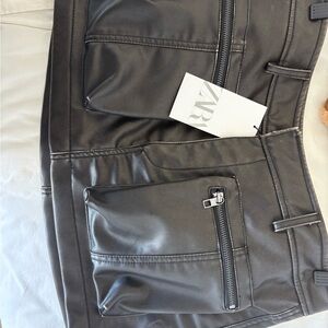 Zara Charcoal Faux Leather Mini Skirt